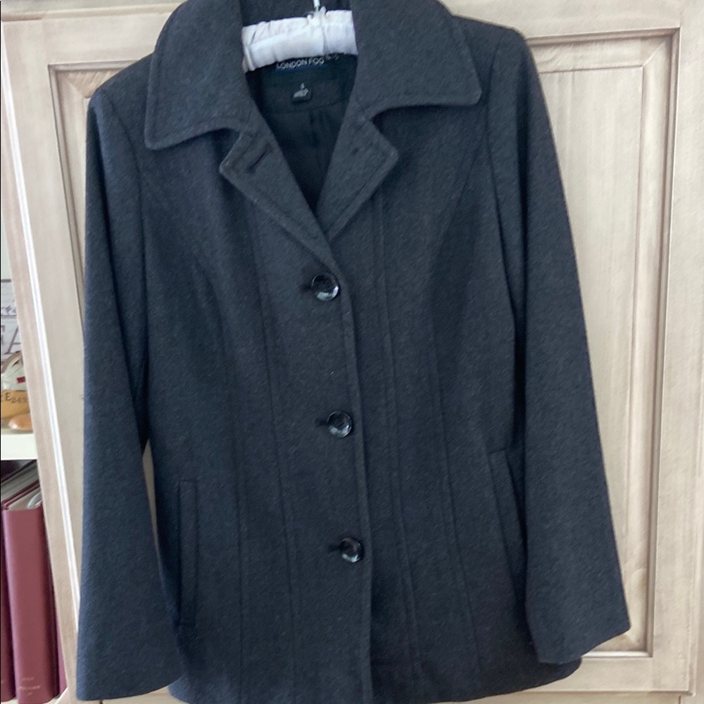 London Fog Black Coat gray sz S wool blend